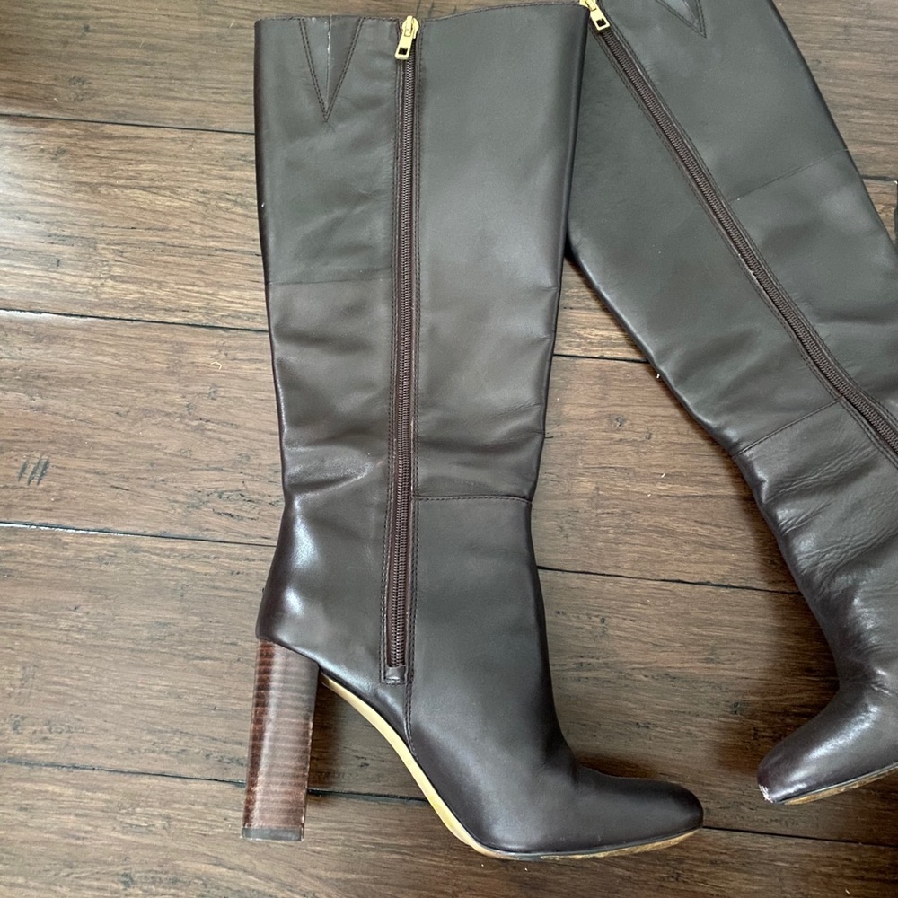 Wide Calf Ann Taylor Black Heeled Boots - Picture 3 of 5